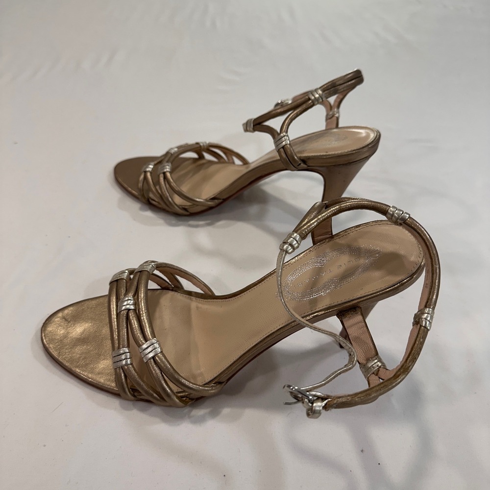 Elie Tahari Metallic Bronze Strappy Heeled Sandals